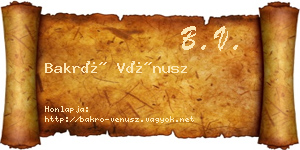 Bakró Vénusz névjegykártya